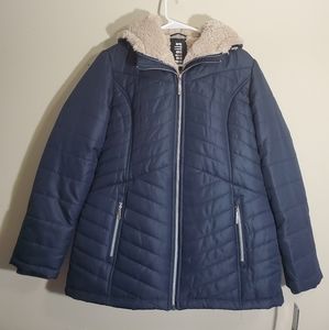 Details Womens Navy Hooded Puffer Jacket M